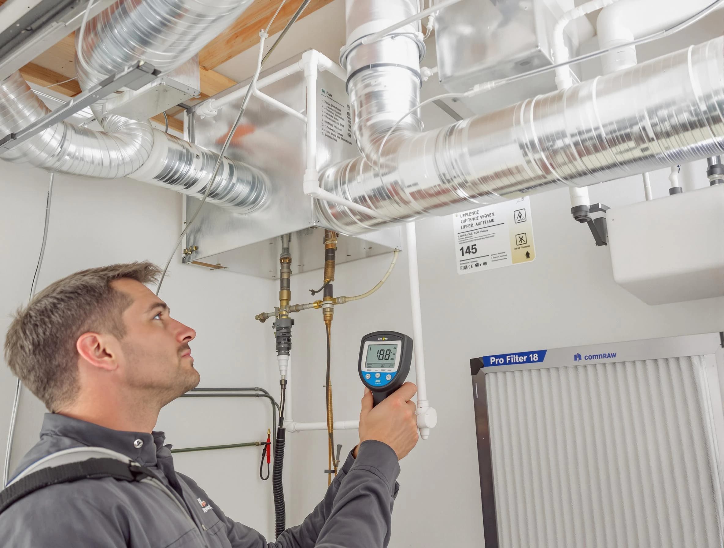Pleasant Grove Air Duct Cleaning expert conducting detailed filter system inspection using diagnostic tools in Pleasant Grove