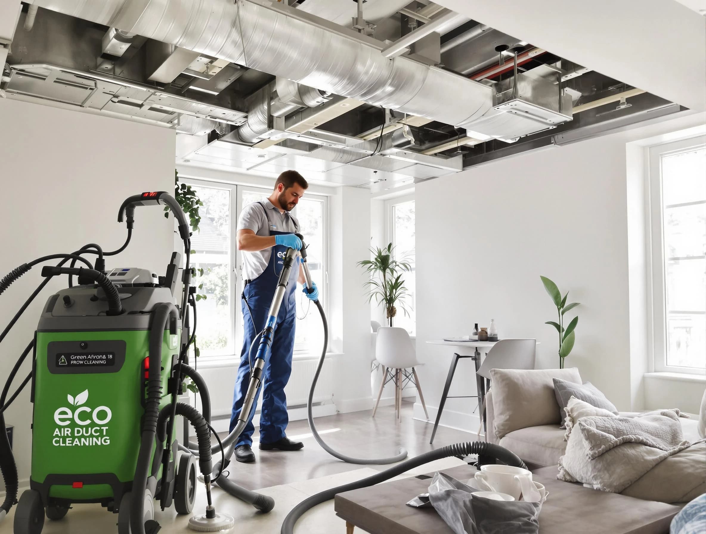 Pleasant Grove Air Duct Cleaning technician performing eco-friendly duct cleaning using sustainable methods in Pleasant Grove