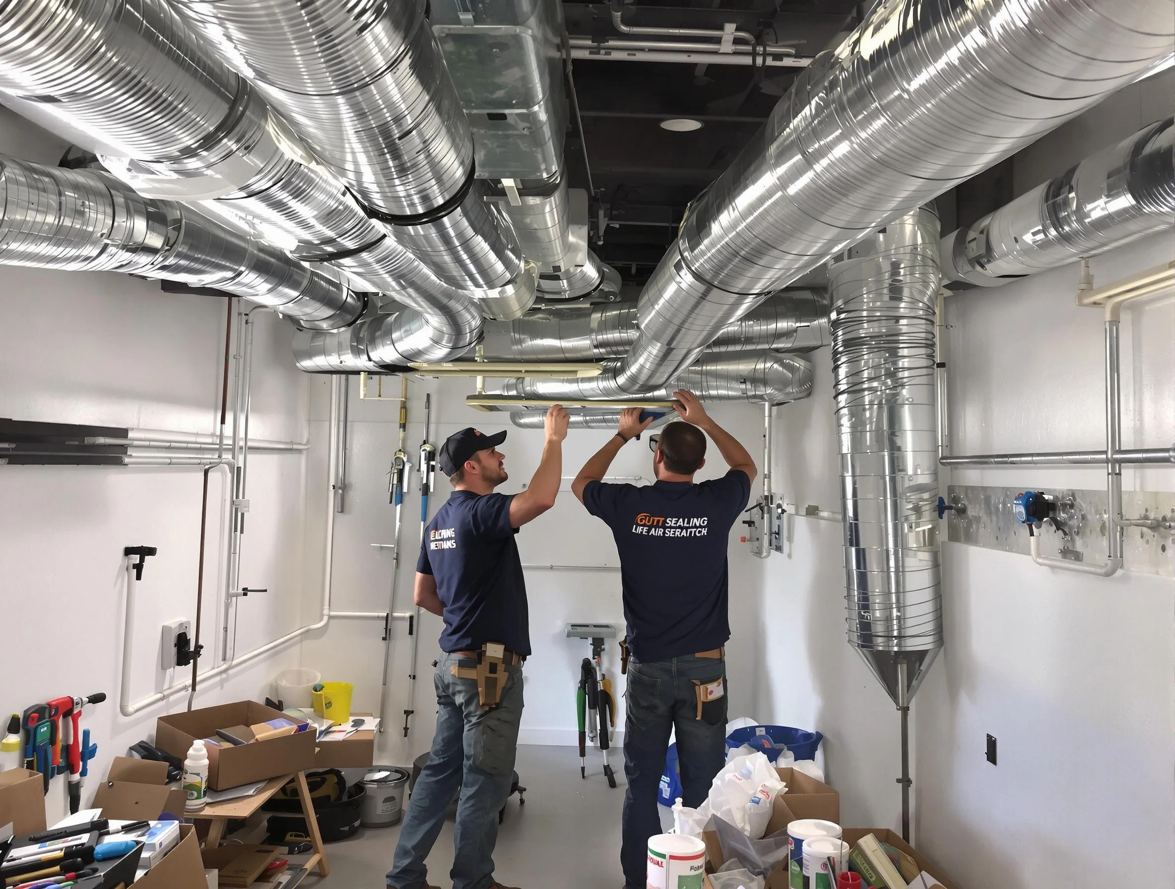 Pleasant Grove Air Duct Cleaning technician applying professional duct sealing solutions in Pleasant Grove