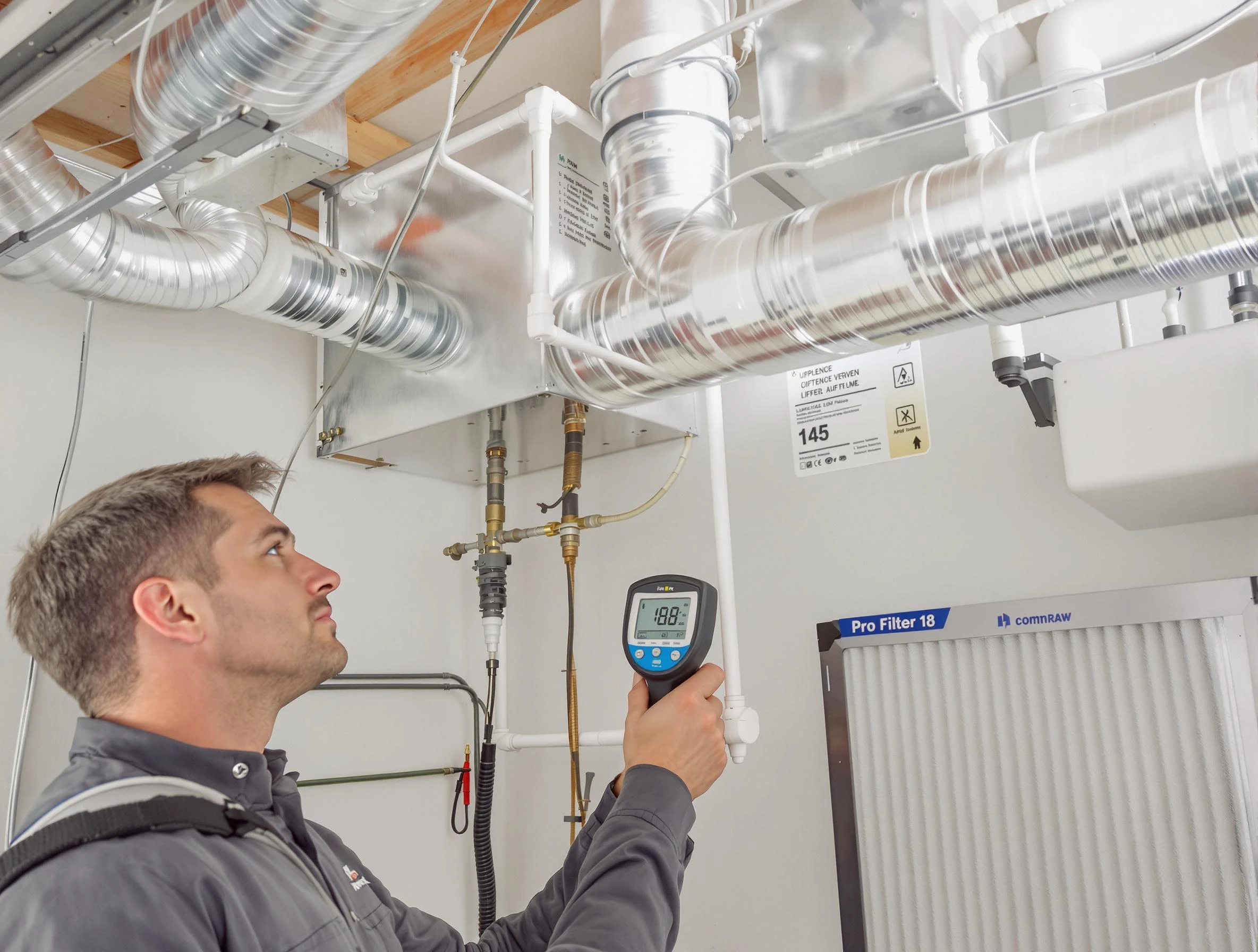 Pleasant Grove Air Duct Cleaning expert conducting detailed filter system inspection using diagnostic tools in Pleasant Grove