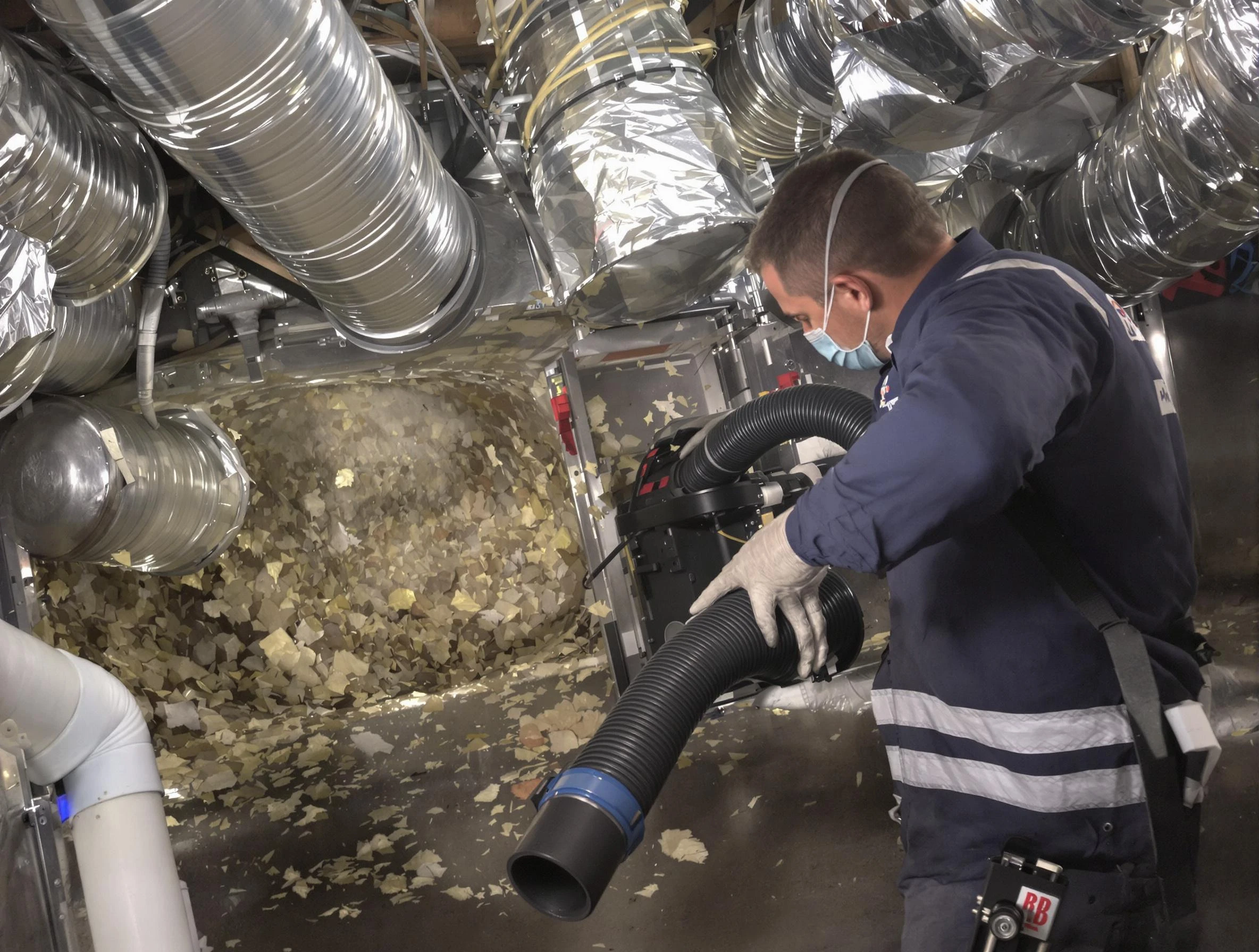 Pleasant Grove Air Duct Cleaning specialist operating negative pressure cleaning equipment for thorough duct maintenance in Pleasant Grove
